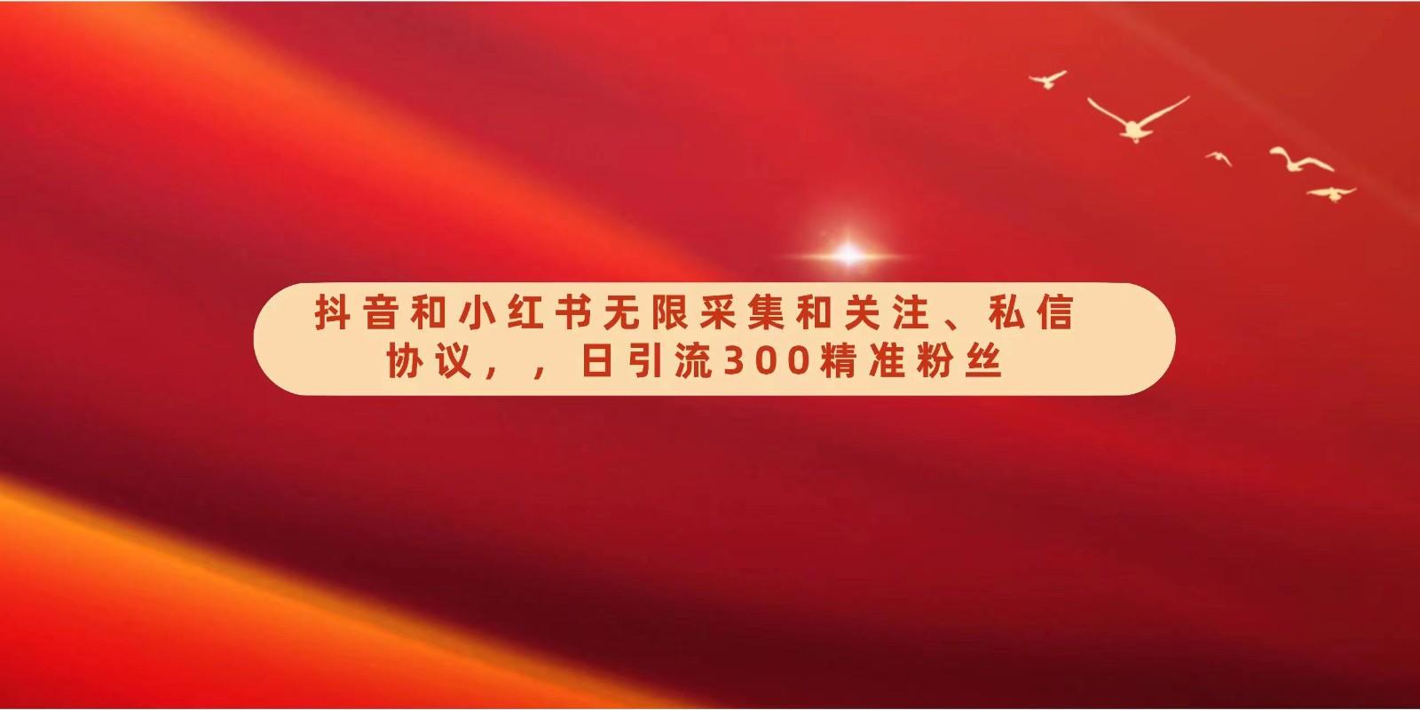 抖音和小红书无限采集和关注、私信协议，日引流300精准粉-test