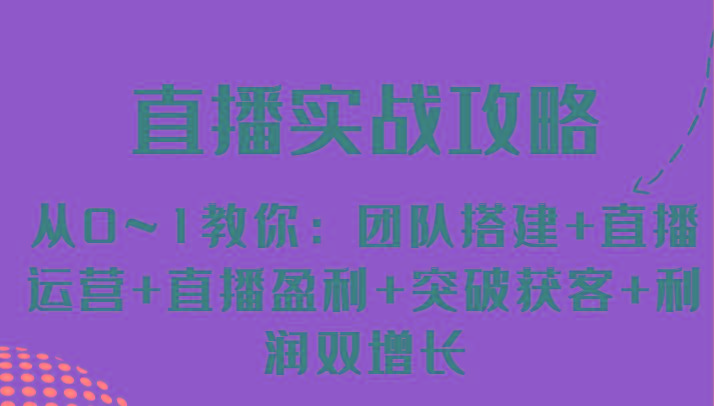 直播实战攻略 从0~1教你：团队搭建+直播运营+直播盈利+突破获客+利润双增长-test