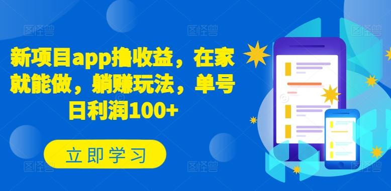 新项目app撸收益，在家就能做，躺赚玩法，单号日利润100+【揭秘】-test