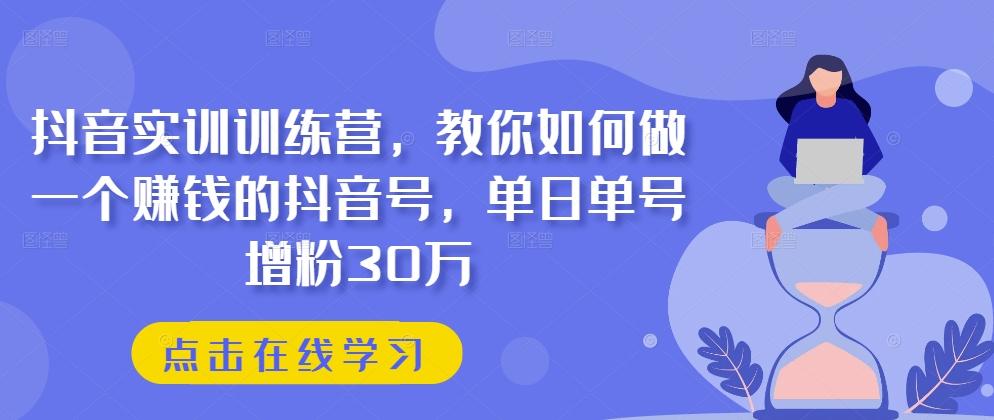 抖音实训训练营，教你如何做一个赚钱的抖音号，单日单号增粉30万-test