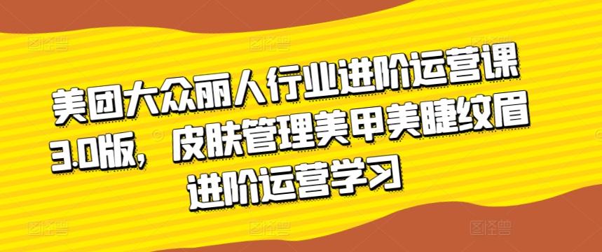 美团大众丽人行业进阶运营课3.0版，皮肤管理美甲美睫纹眉进阶运营学习-test