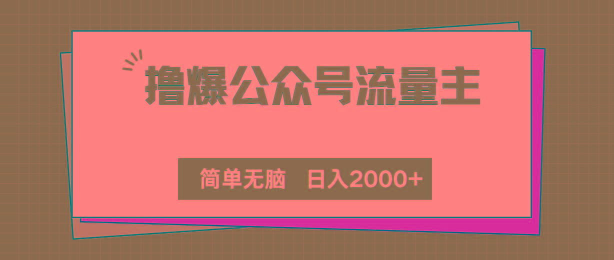 撸爆公众号流量主，简单无脑，单日变现2000+-test