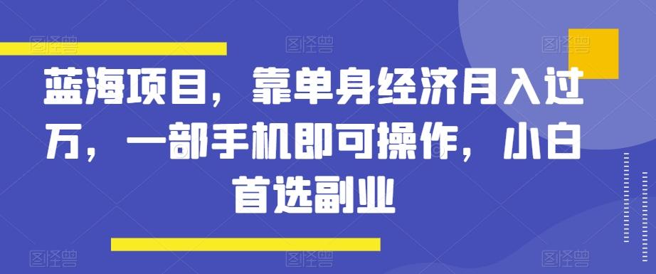 蓝海项目，靠单身经济月入过万，一部手机即可操作，小白首选副业【揭秘】-test