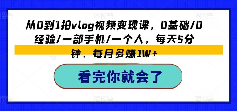 从0到1拍vlog视频变现课，0基础/0经验/一部手机/一个人，每天5分钟，每月多赚1W+-test