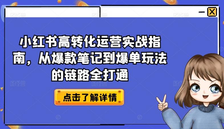 小红书高转化运营实战指南，从爆款笔记到爆单玩法的链路全打通-test