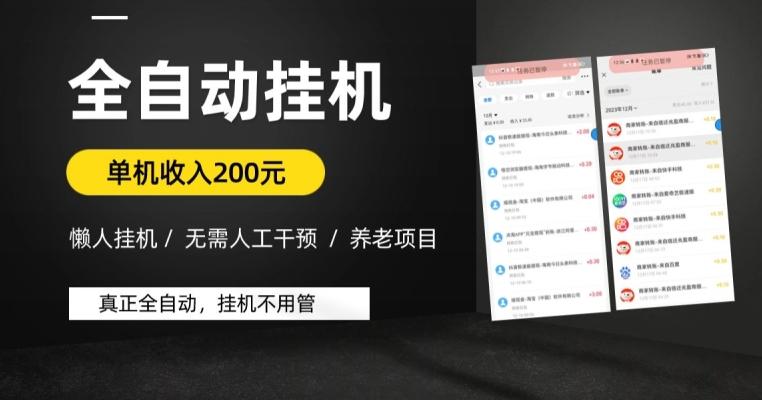 懒人挂机养老项目，全自动挂机无需人工看管，单机收入200元，可批量-test