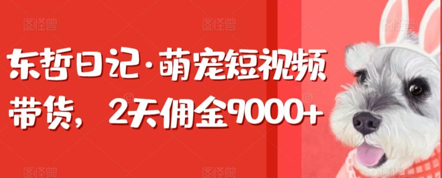 东哲日记·萌宠短视频带货，2天佣金9000+-test