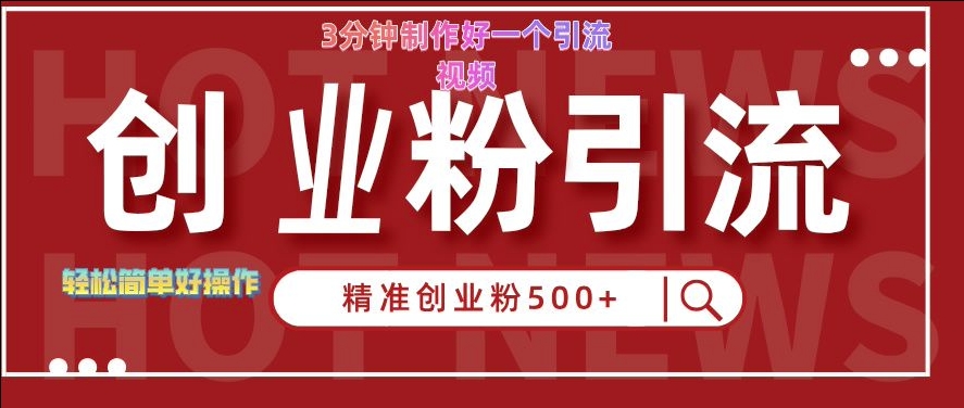 快手被动引流创业粉500+的玩法，3分钟制作好一个引流视频，轻松简单好操作【揭秘】-test