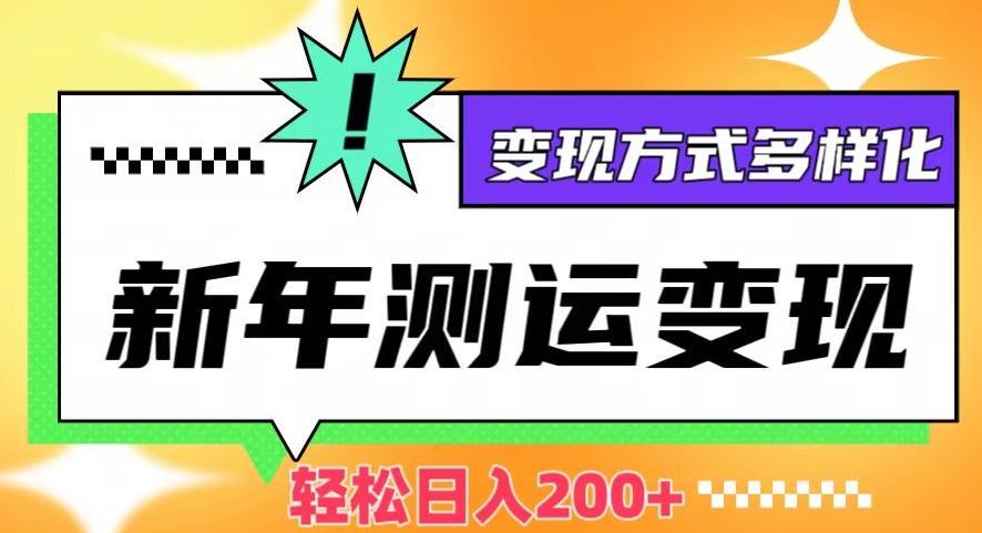 新年运势测试变现，日入200+，几分钟一条作品，变现方式多样化【揭秘】-test