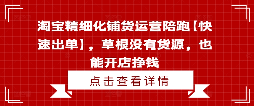 淘宝精细化铺货运营陪跑【快速出单】，草根没有货源，也能开店挣钱-test
