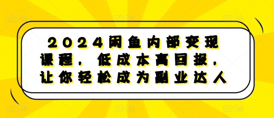 2024闲鱼内部变现课程，低成本高回报，让你轻松成为副业达人-test