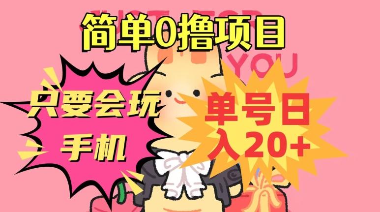 简单0撸项目，只要会玩手机，单号日入20+，新手小白也能操作-test