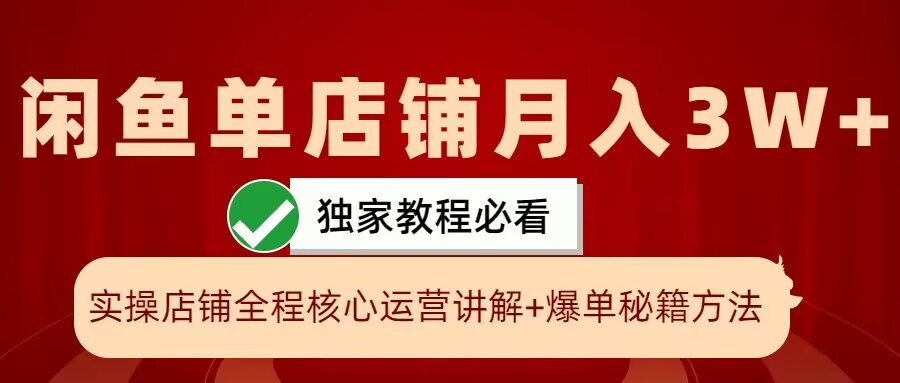 闲鱼单店铺月入3W+实操展示，爆单核心秘籍，一学就会【揭秘】-test