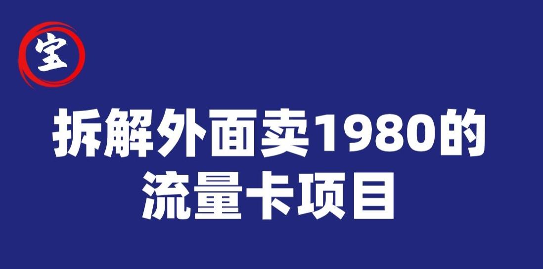 宝哥拆解外面卖1980手机流量卡项目，0成本无脑推广-test