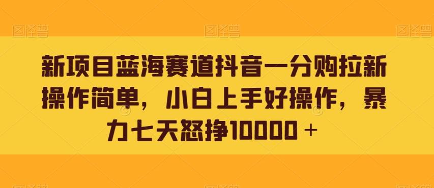 新项目蓝海赛道抖音一分购拉新操作简单，小白上手好操作，暴力七天怒挣10000＋-test