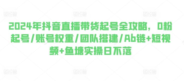 2024年抖音直播带货起号全攻略，0粉起号/账号权重/团队搭建/Ab链+短视频+鱼塘实操日不落-test