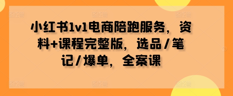 小红书1v1电商陪跑服务，资料+课程完整版，选品/笔记/爆单，全案课-test