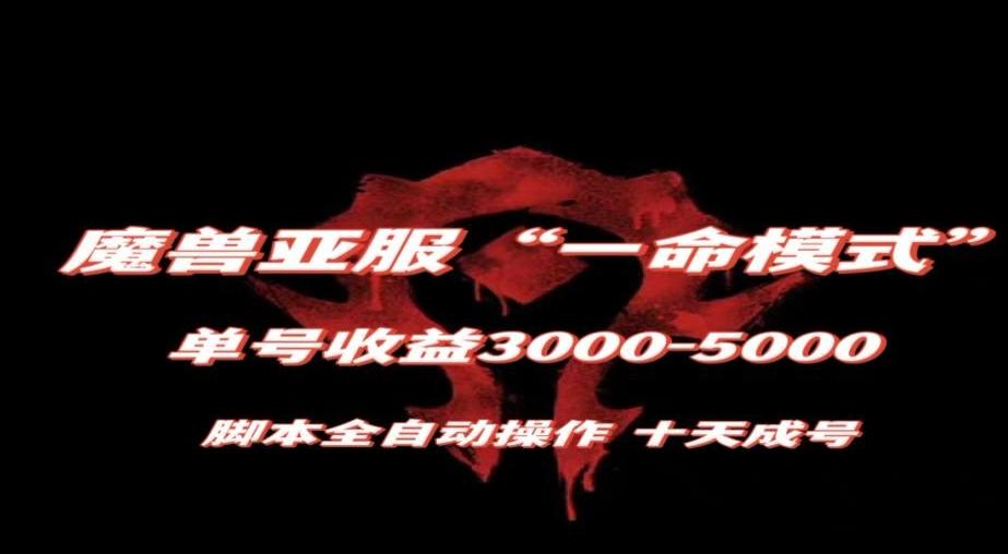 魔兽亚服一命模式，10天成号-单号3千-5千，脚本全自动操作，保姆级教学【揭秘】-test