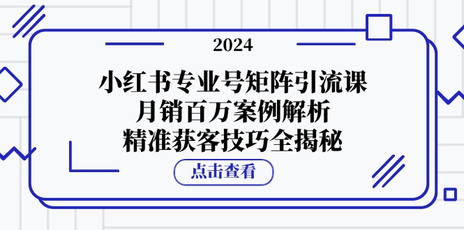 小红书专业号矩阵引流课，月销百万案例解析，精准获客技巧全揭秘-test