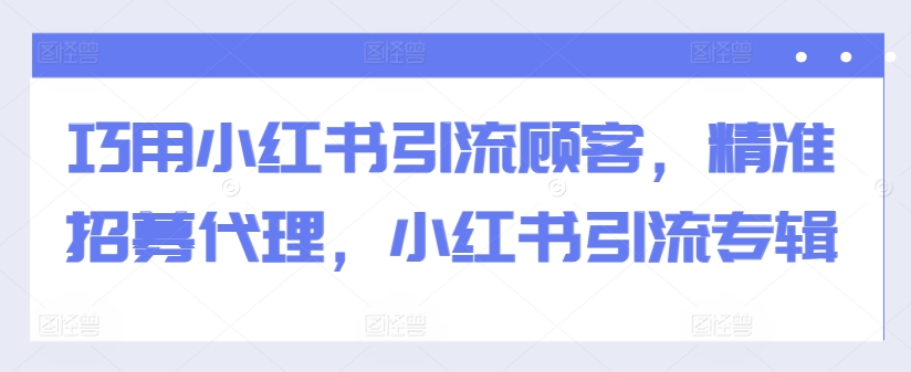 巧用小红书引流顾客，精准招募代理，小红书引流专辑-test