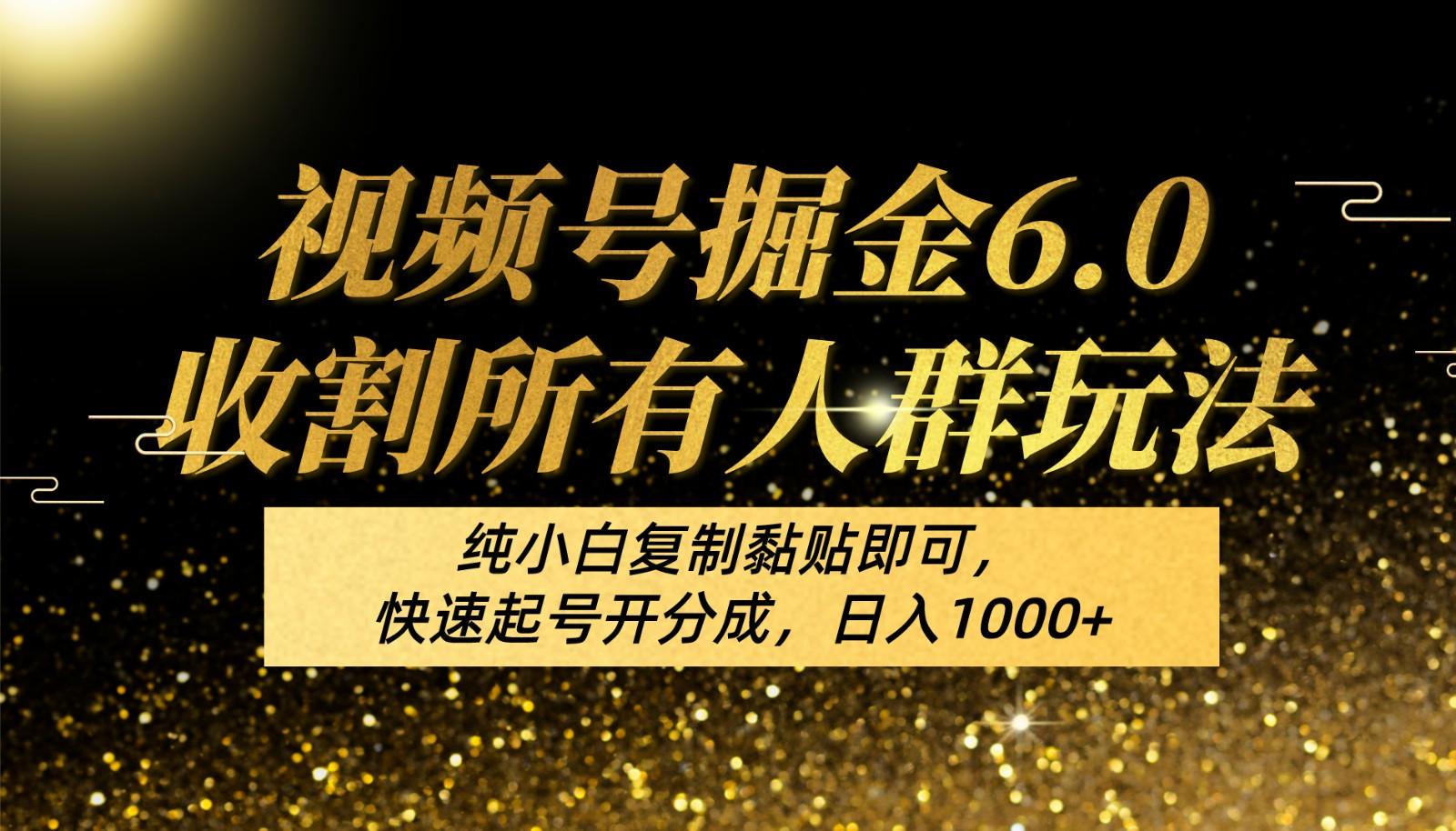 视频号掘金6.0收割所有人群玩法！纯小白复制黏贴即可，快速起号开分成，日入1000+-test
