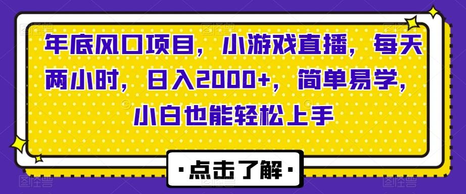 年底风口项目，小游戏直播，每天两小时，日入2000+，简单易学，小白也能轻松上手-test