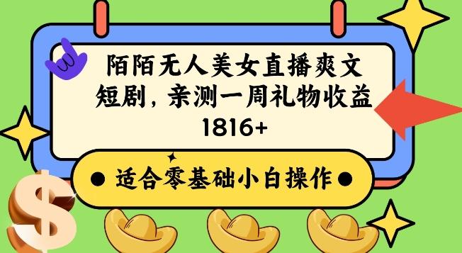 陌陌美女无人直播爽文短剧项目，亲测一个星期1800+【揭秘】-test