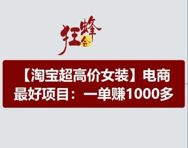 淘宝超高价女装项目，电商最好赛道，一单赚1000多-test