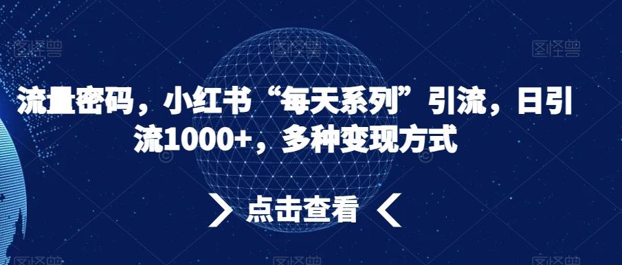 流量密码，小红书“每天系列”引流，日引流1000+，多种变现方式【揭秘】-test