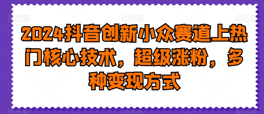 2024抖音创新小众赛道上热门核心技术，超级涨粉，多种变现方式【揭秘】-test