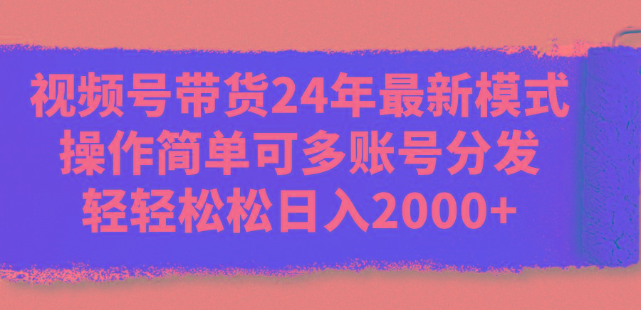 视频号带货24年最新模式，操作简单可多账号分发，轻轻松松日入2000+-test