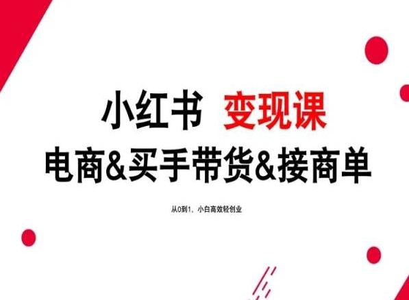 2024年最新小红书变现课，电商&买手带货&接商单，从0到1，小白高效轻创业-test