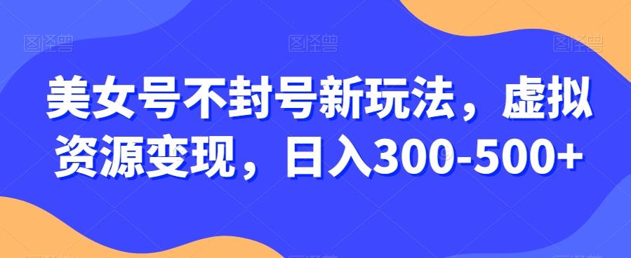 美女号不封号新玩法，虚拟资源变现，日入300-500+-test