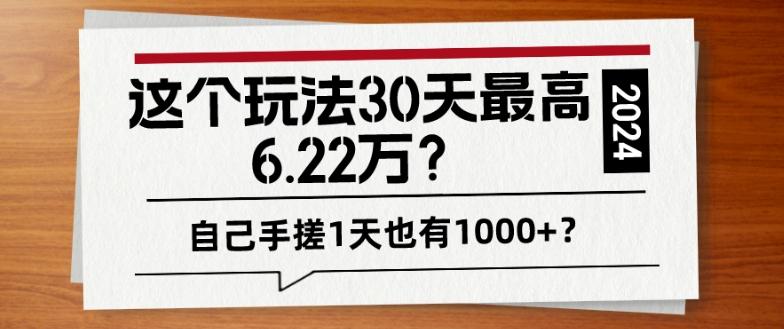 这个玩法30天最高6.22万？自己手搓1天也有1000+？-test