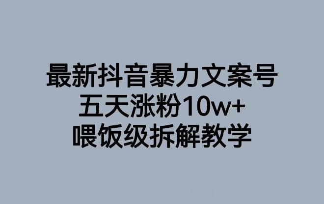 最新抖音暴力文案号，五天涨粉10w+，喂饭级拆解教学-test