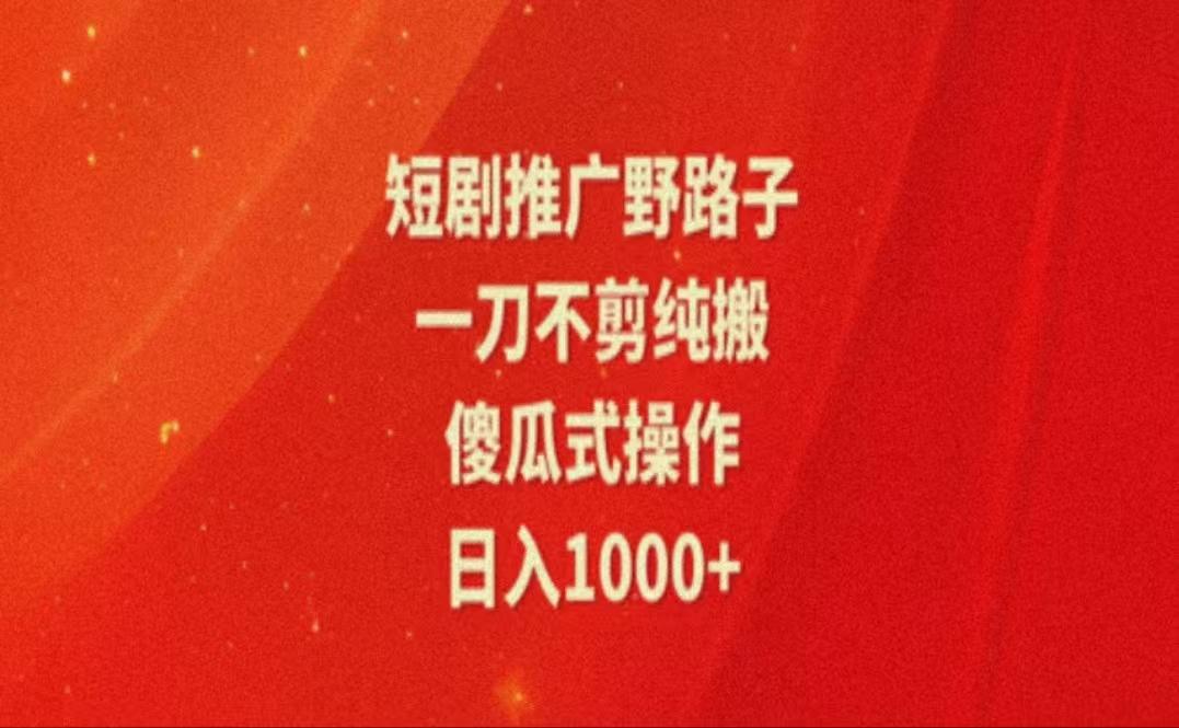 暑假风口项目，短剧推广全新玩法，一刀不剪纯搬运，轻松日入1000+-test