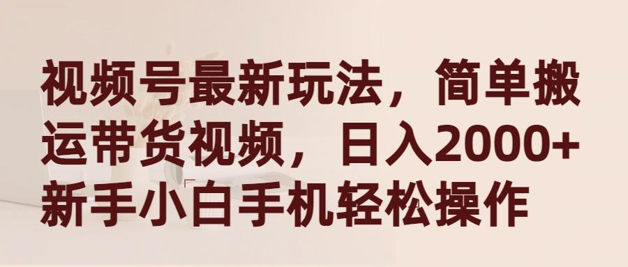 (9486期)视频号最新玩法，简单搬运带货视频，日入2000+，新手小白手机轻松操作-test