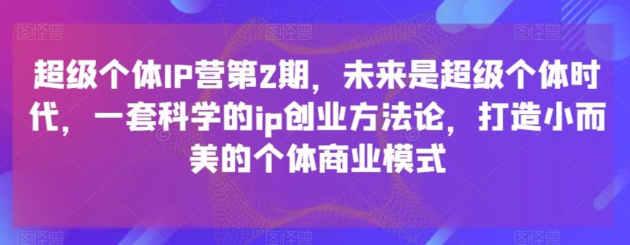 超级个体IP营第2期，未来是超级个体时代，一套科学的ip创业方法论，打造小而美的个体商业模式-test