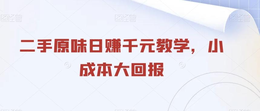 二手原味日赚千元教学，小成本大回报-test