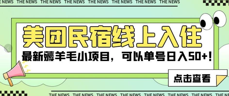 美团民宿线上入住，最新薅羊毛小项目，可以单号日入50+【揭秘】-test