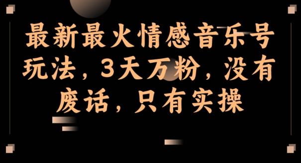 最新最火情感音乐号玩法，3天万粉，没有废话，只有实操-test