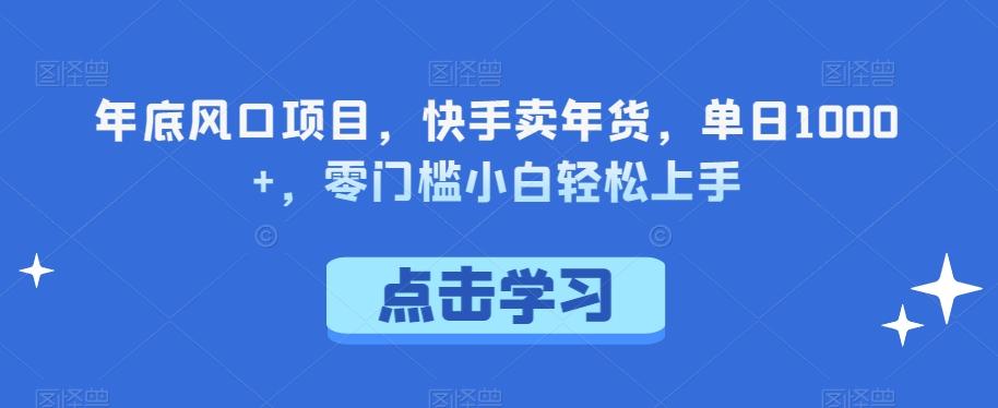 年底风口项目，快手卖年货，单日1000+，零门槛小白轻松上手-test