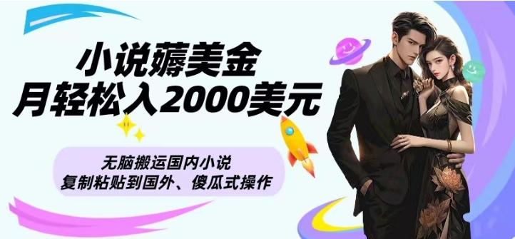 小说薅美金月轻松入2000美元项目、无脑搬运国内小说复制粘贴到国外、傻瓜式操作-test