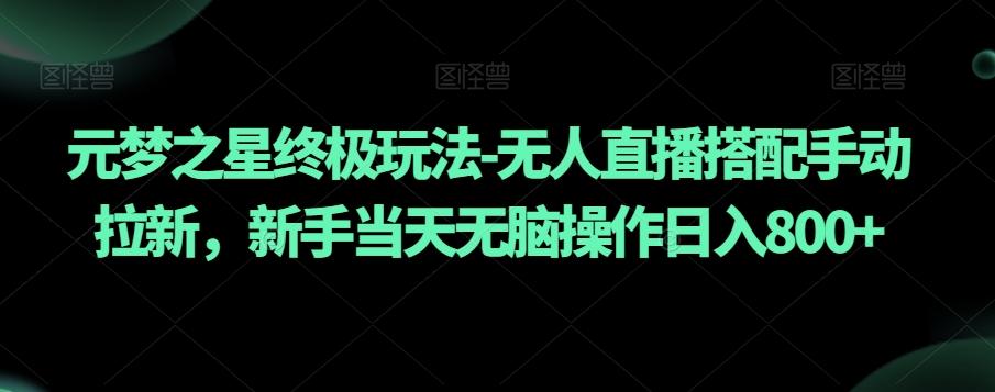 元梦之星终极玩法-无人直播搭配手动拉新，新手当天无脑操作日入800+【揭秘】-test