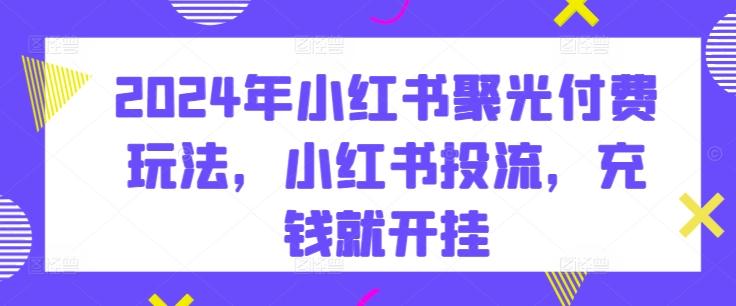 2024年小红书聚光付费玩法，小红书投流，充钱就开挂-test