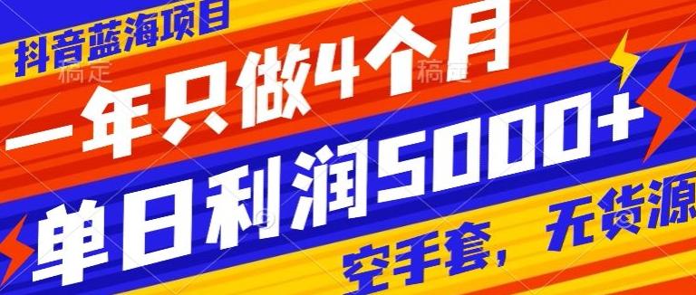 抖音蓝海项目，一年只做4个月，空手套，无货源，单日利润5000+-test