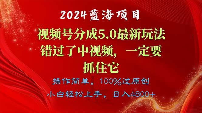 2024蓝海项目，视频号分成计划5.0最新玩法，错过了中视频，一定要抓住…-test