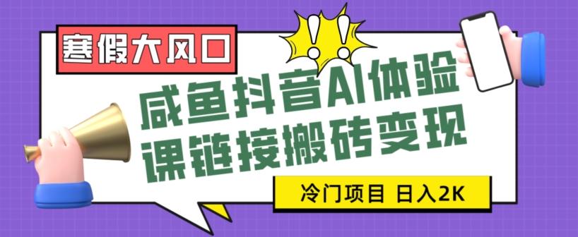 寒假大风口咸鱼抖音AI体验课链接搬砖变现，全网首发冷门项目，小白可日入2K+【揭秘】-test