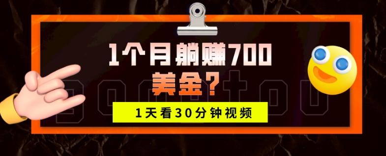 1天看30分钟视频，1个月躺赚700美金？-test