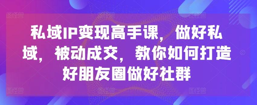 私域IP变现高手课，做好私域，被动成交，教你如何打造好朋友圈做好社群-test